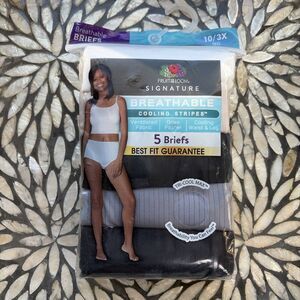 SZ 10 Fruit of the Loom  BREATHABLE COOLING STRIPES 5 Pk 5DBCSBRK POM